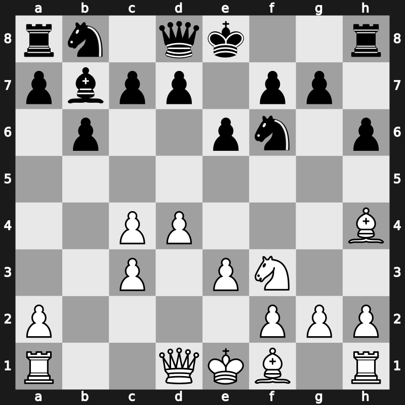 E13h - 7.e3 Bxc3+ 8.bxc3 [+0.09]