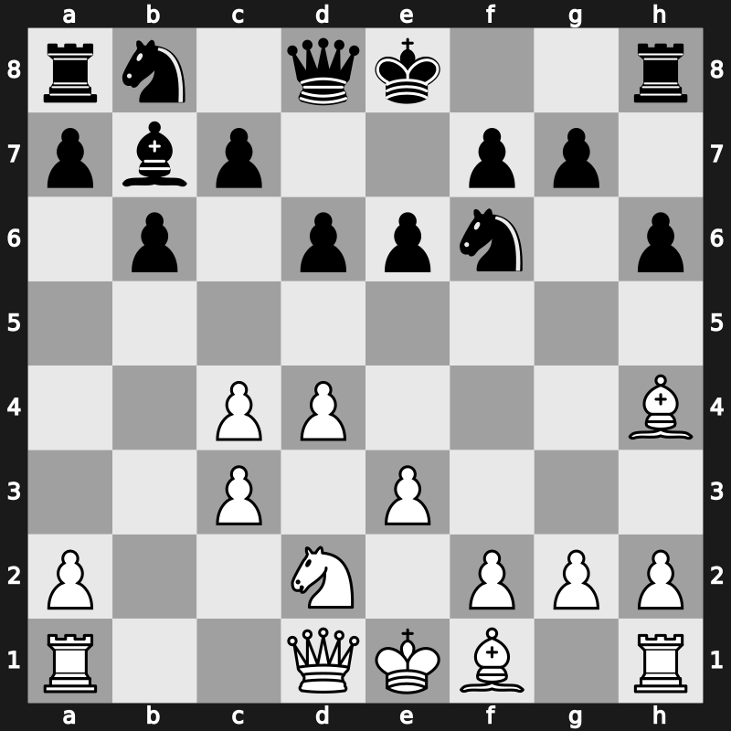 E13j - 7.e3 Bxc3+ 8.bxc3 d6 9.Nd2 [+0.08]