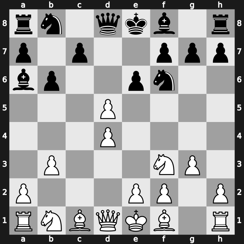 E15m - 4…Ba6 5.b3 d5 6.cxd5 - Nimzowitsch [+0.12]