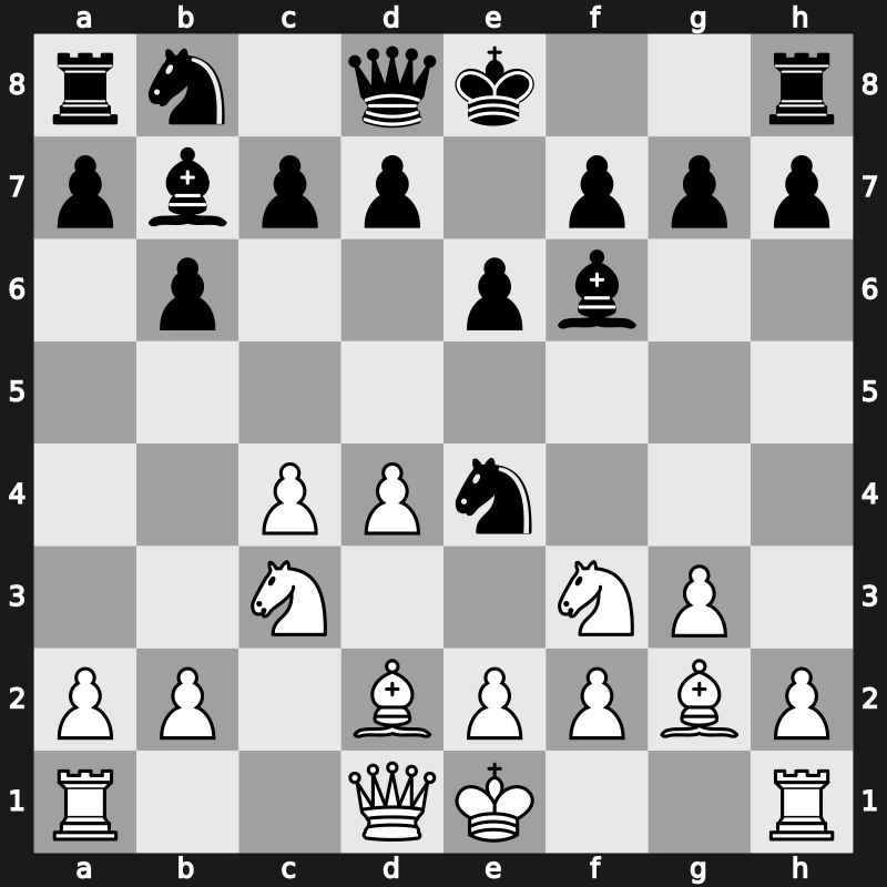 E17k - 6.Nc3 Ne4 7.Bd2 Bf6 - Opovcensky [+0.38]