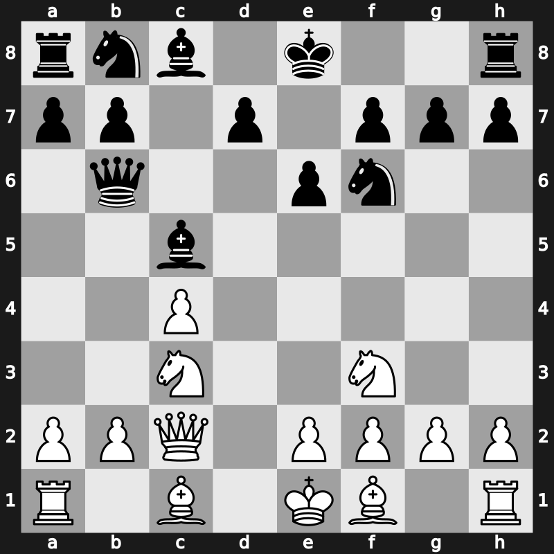 E38f - 5.dxc5 Bxc5 6.Nf3 Qb6 - Classical [+0.80]