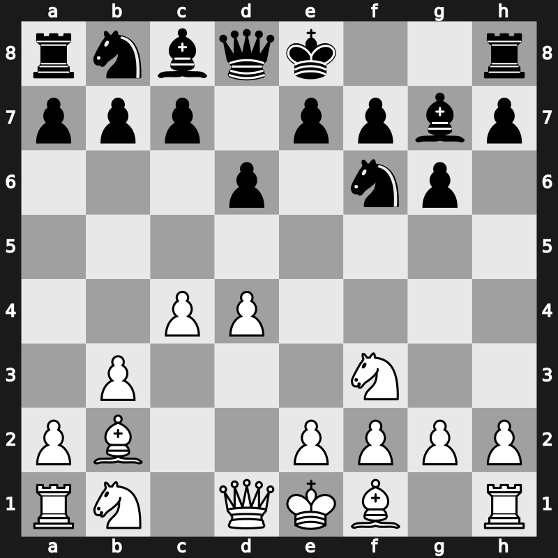 E60h - 3.Nf3 Bg7 4.b3 d6 5.Bb2 - System