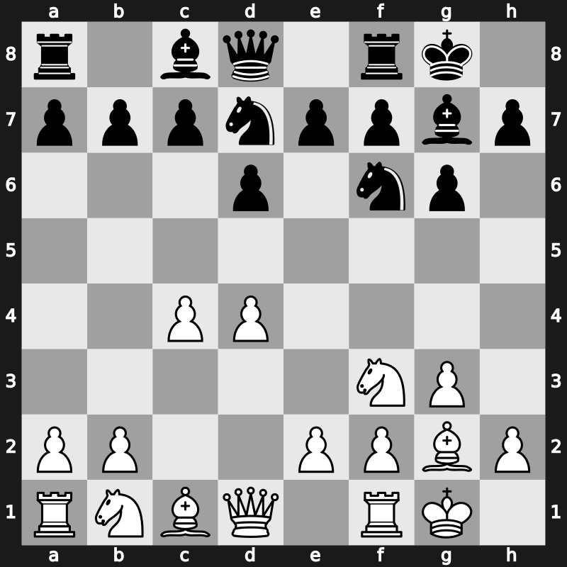 E60o - 3.Nf3 Bg7 4.g3 O-O 5.Bg2 d6 6.O-O Nbd7 - Fianchetto without