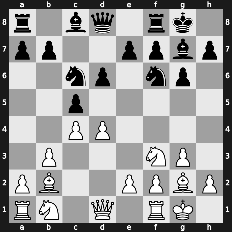 E60i - 3.Nf3 Bg7 4.b3 d6 5.Bb2 O-O 6.g3 c5 7.Bg2 Nc6 8.O-O - b3+g3 System [+0.31]