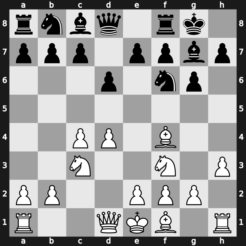 E61q - 3…Bg7 4.Nf3 O-O 5.Bf4 d6 6.h3 [+0.06]