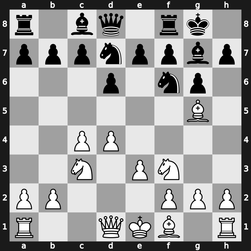 E61y - 3…Bg7 4.Nf3 O-O 5.Bg5 d6 6.e3 Nbd7 - Smyslov System [+0.44]