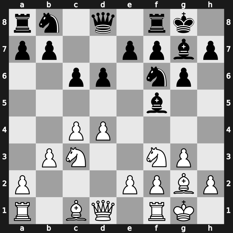 E62g - 5…O-O 6.Bg2 c6 7.O-O Bf5 8.b3 - Fianchetto Larsen System [+0.14]