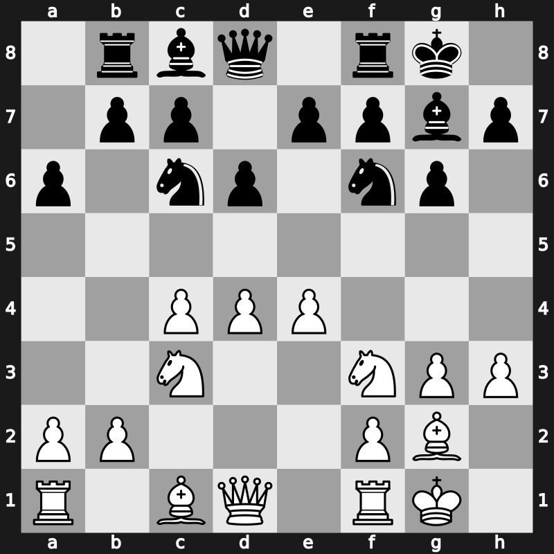 E63k - 8.h3 Rb8 9.e4 - Fianchetto Panno [+0.43]