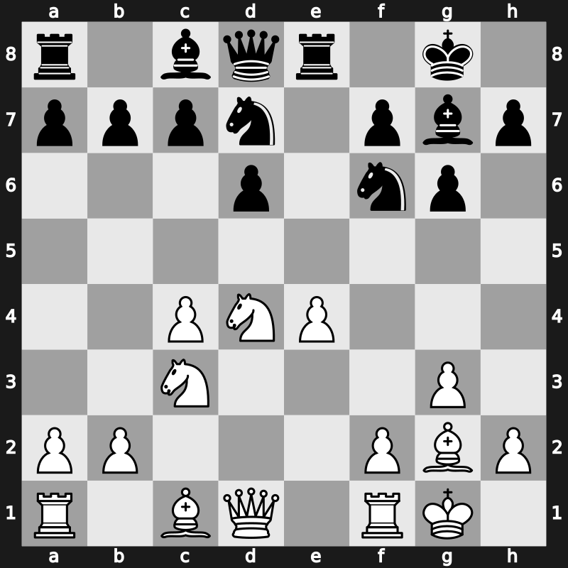 E68e - 8…exd4 9.Nxd4 Re8 - Fianchetto Classical [+0.62]