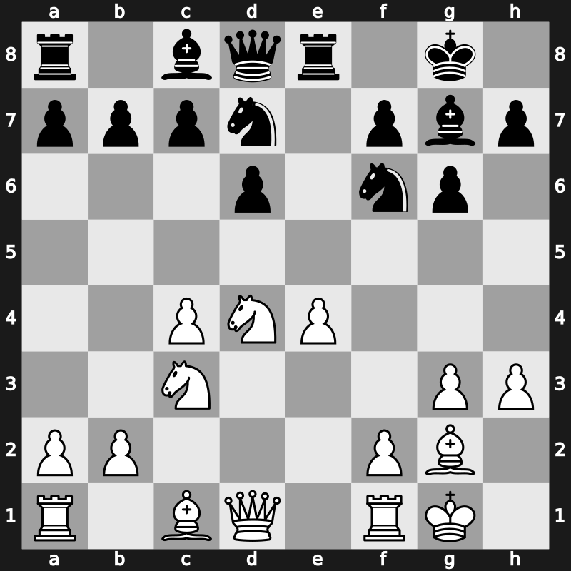 E68f - 8…exd4 9.Nxd4 Re8 10.h3 - Fianchetto Classical [+0.56]