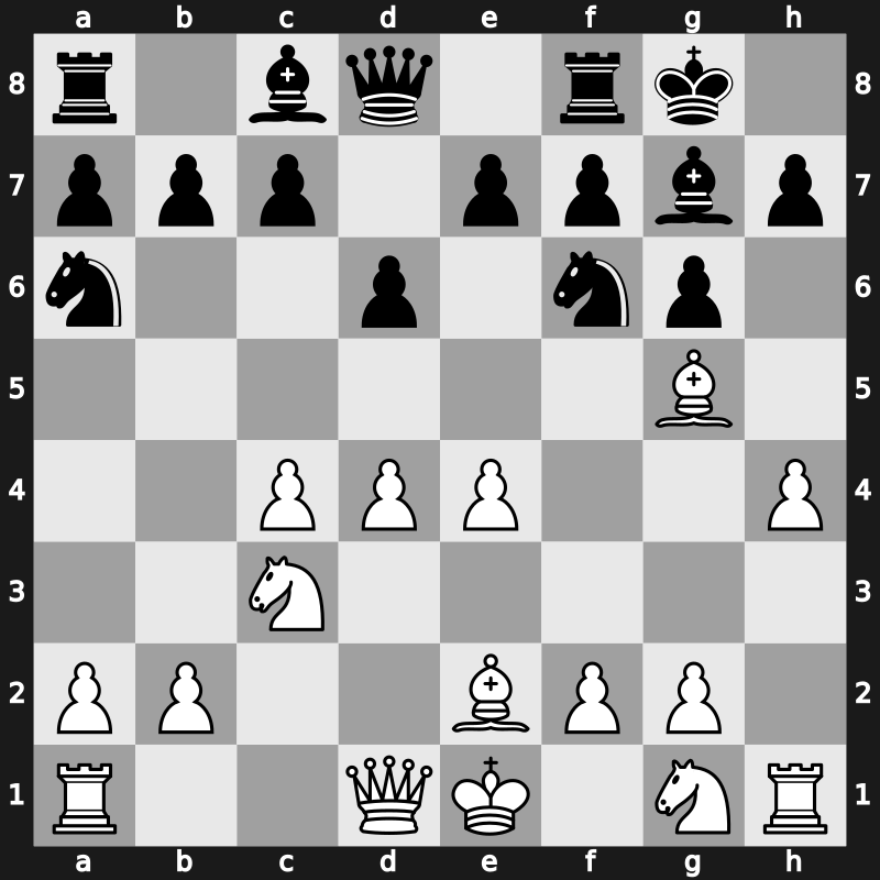 E73q - 5…O-O 6.Bg5 Na6 7.h4 - Averbakh [+0.37]