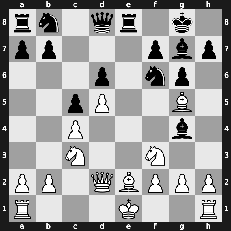 E75j - 8.Qd2 exd5 9.exd5 Re8 10.Nf3 Bg4 - Averbakh (1955)