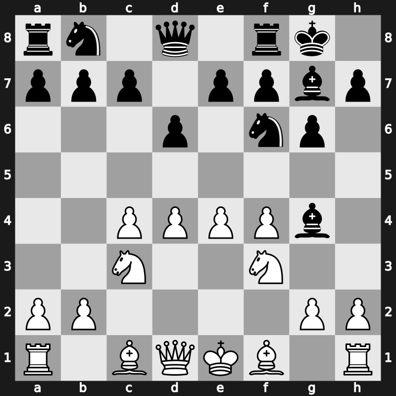 E76e - 5…O-O 6.Nf3 Bg4 - Four Pawns Attack [+0.53]