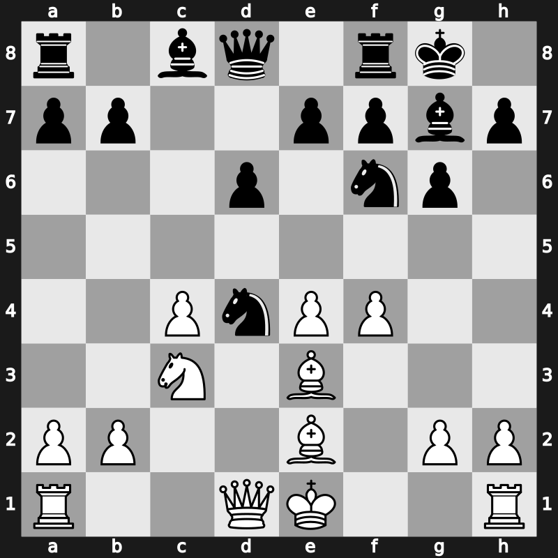 E79b - 9…Nxd4 - Four Pawns Attack, Main Line (1958)