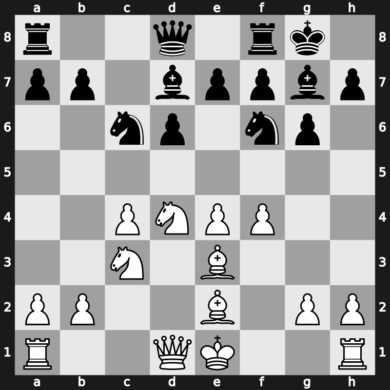 E79e - 9…Bd7 - Four Pawns Attack, Main Line (1928)