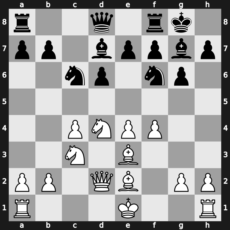 E79e - 9…Bd7 10.Qd2 - Four Pawns Attack, Main Line (1962)