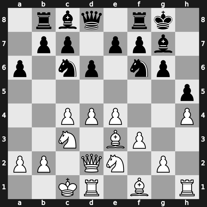 E84n - 9.h4 h5 10.O-O-O - Saemisch Panno Main Line [+0.50]