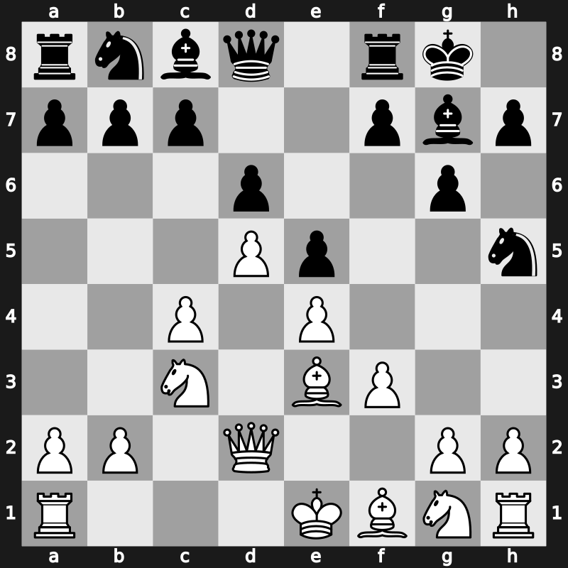 E87f - 7…Nh5 8.Qd2 - Saemisch Orthodox