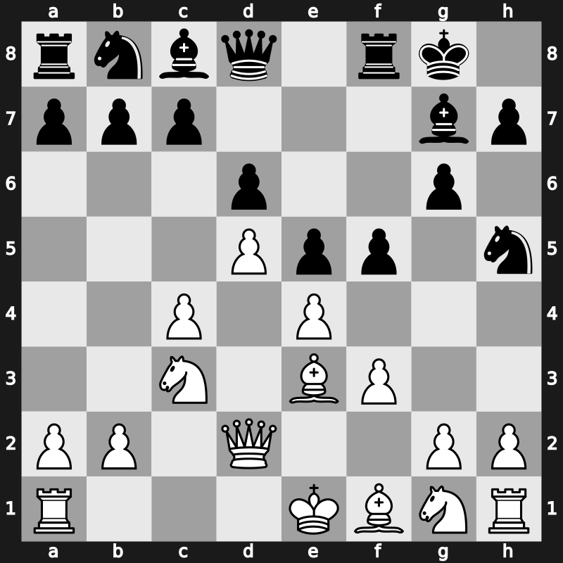 E87j - 7…Nh5 8.Qd2 f5 - Saemisch Orthodox