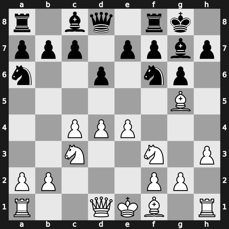 E90m - 5…O-O 6.h3 Na6 7.Bg5 [+0.70]