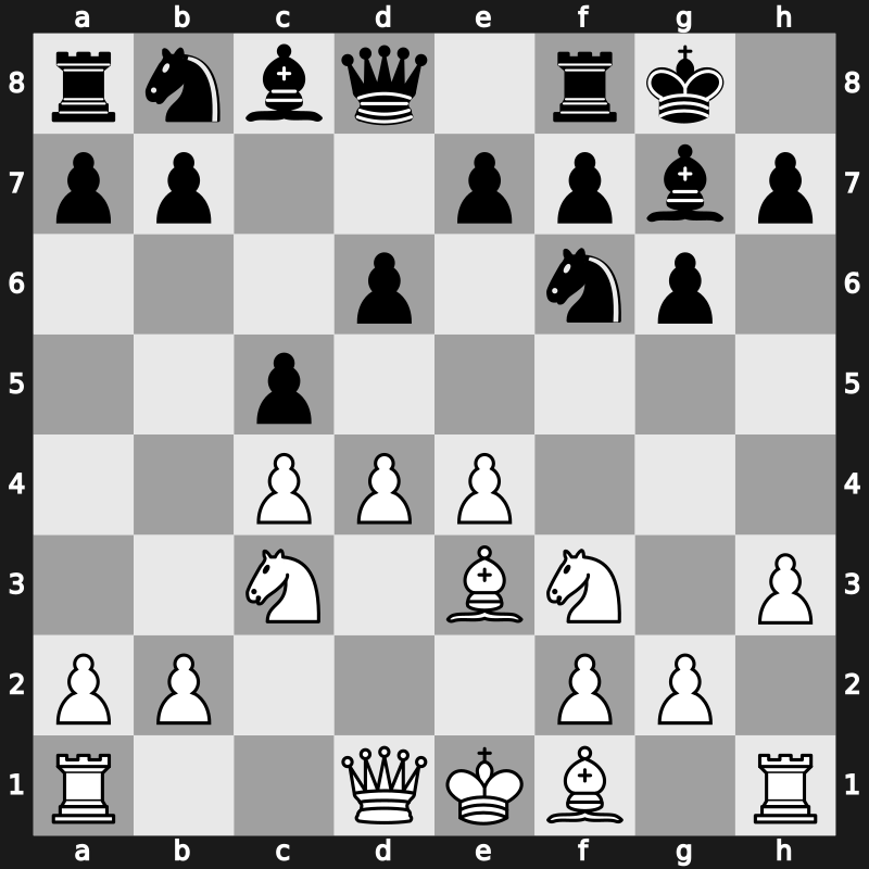 E90t - 5…O-O 6.h3 c5 7.Be3 [+0.55]