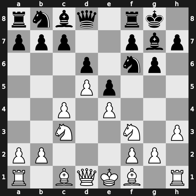 E90p - 5…O-O 6.h3 e5 7.d5 [+0.65]