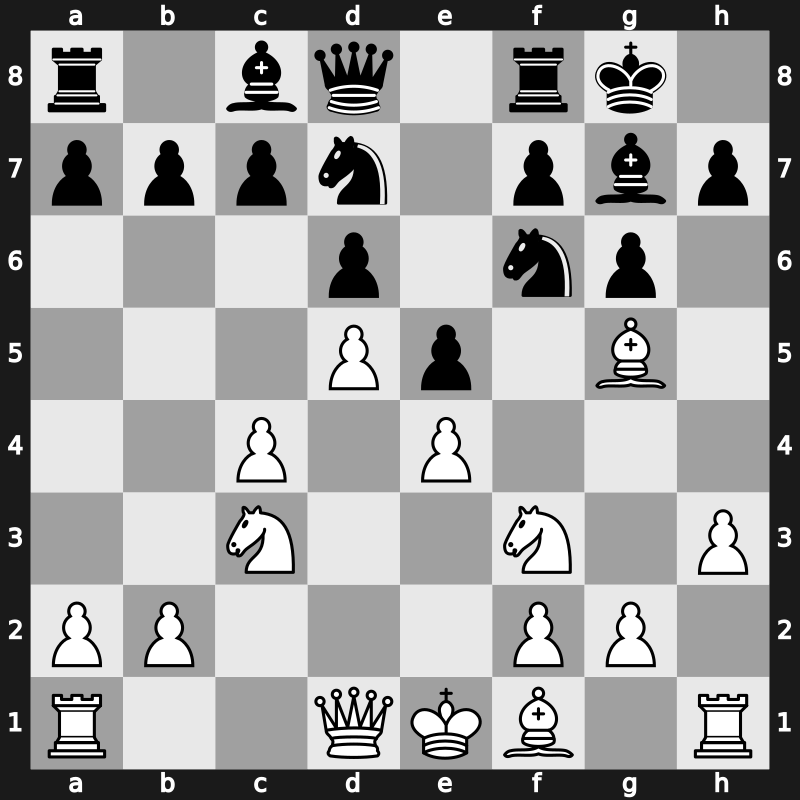 E90r - 5…O-O 6.h3 e5 7.d5 Nbd7 8.Bg5 [+0.54]
