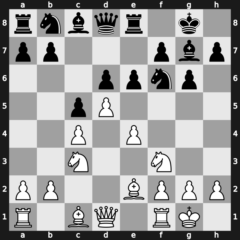 E91i - 6…c5 7.d5 e6 8.O-O Re8 [+0.78]