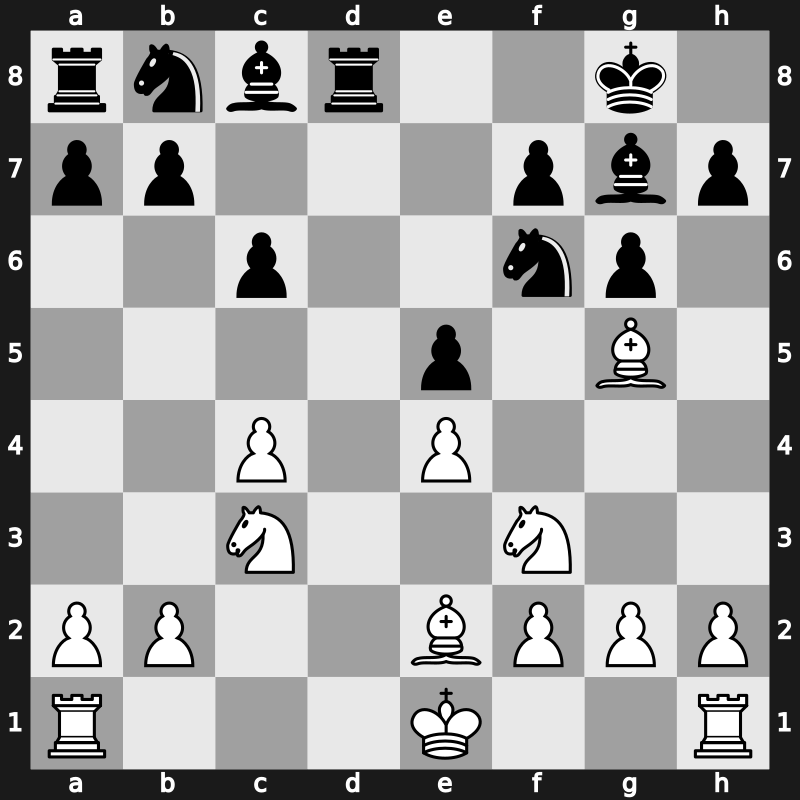 E92d - 7.dxe5 dxe5 8.Qxd8 Rxd8 9.Bg5 c6 - Queenswap [+0.30]