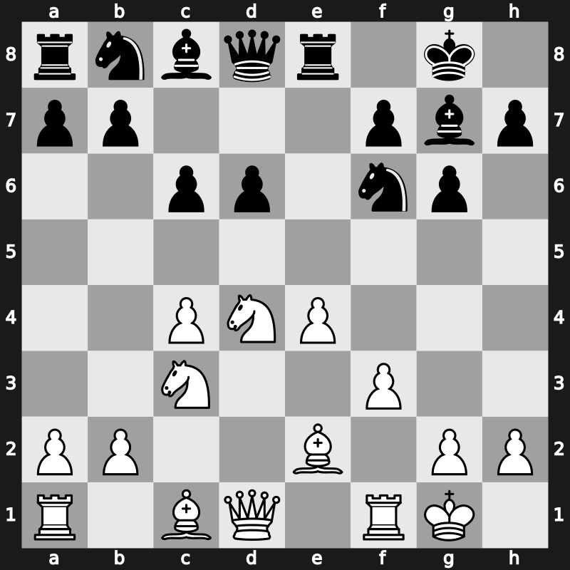 E94c - 7…exd4 8.Nxd4 Re8 9.f3 c6 [+0.61]