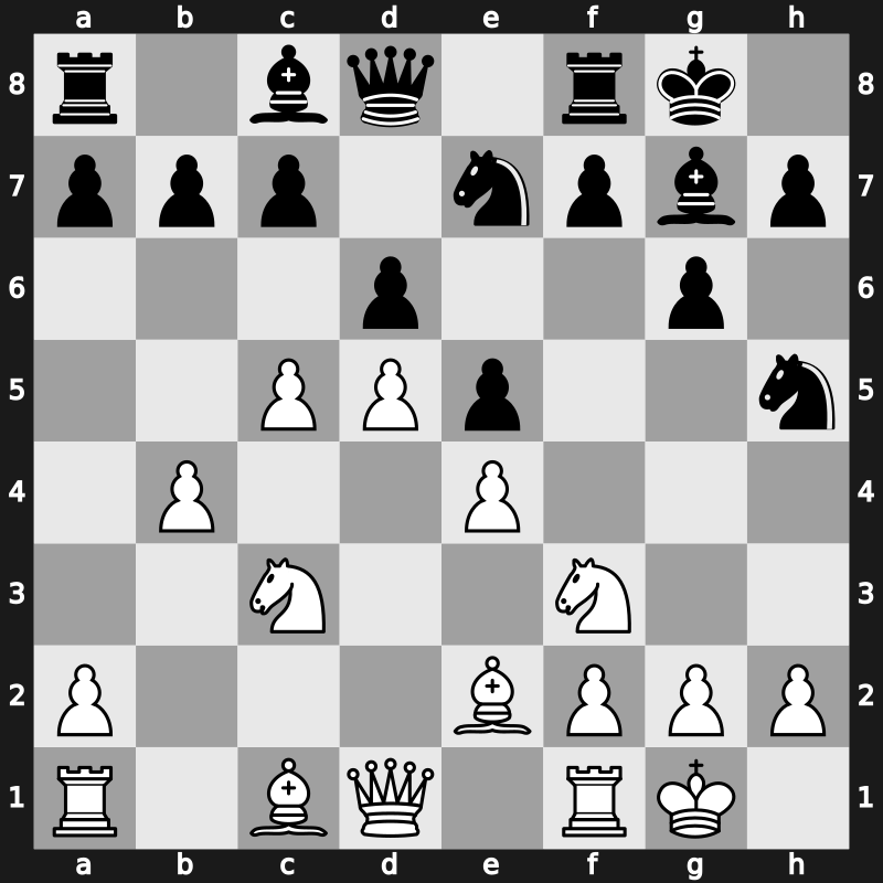 E97m - 8.d5 Ne7 9.b4 Nh5 10.c5 - Mar del Plata Bayonet Attack [+0.58]
