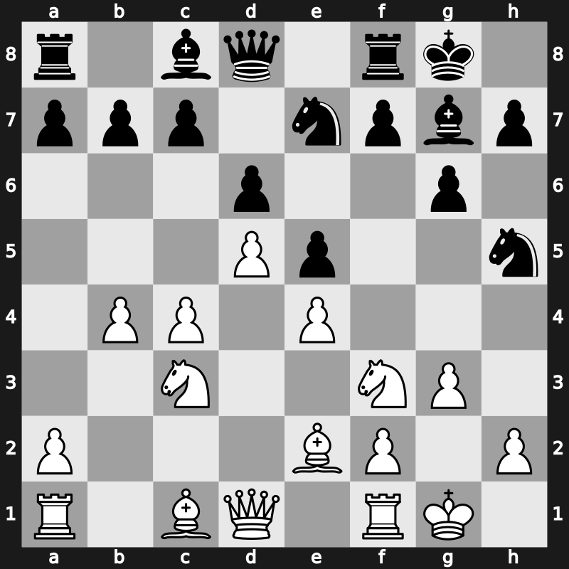 E97n - 8.d5 Ne7 9.b4 Nh5 10.g3 - Mar del Plata Bayonet Attack [+0.45]