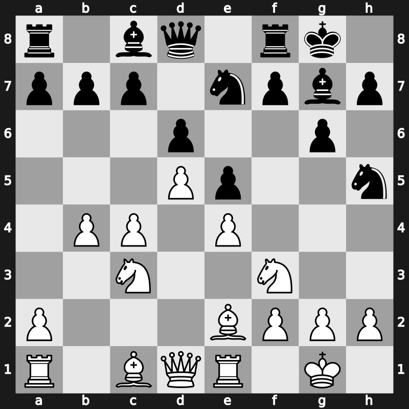 E97o - 8.d5 Ne7 9.b4 Nh5 10.Re1 - Mar del Plata Bayonet Attack [+0.55]