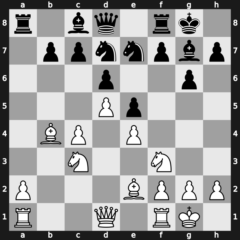 E97k - 8.d5 Ne7 9.b4 a5 10.Ba3 axb4 11.Bxb4 Nd7 - Mar del Plata Bayonet Attack [+0.66]