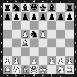 B02u - 2.e5 Nd5 3.c4 Nb6 4.c5 Nd5 5.Bc4 - Two Pawns Attack