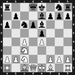 B32x - 3…cxd4 4.Nxd4 e5 5.Nb5 d6 6.c4 Be7 7.N1c3 a6 8.Na3 Be6 9.Nc2 - Loewenthal Kalashnikov Main Line [+0.36]