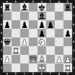 B97x - 8.Qd2 Qxb2 9.Rb1 Qa3 10.f5 Nc6 11.fxe6 fxe6 12.Nxc6 bxc6 13.e5 dxe5 14.Bxf6 gxf6 15.Ne4 Be7 16.Be2 h5 17.Rb3 Qa4 18.c4 - Najdorf Poisoned Pawn Main Line with [-0.66]
