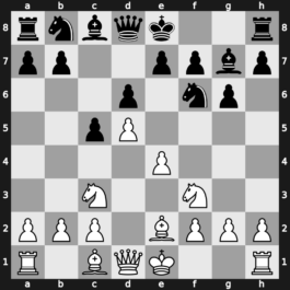 A43x - 2.d5 d6 3.e4 Nf6 4.Nc3 g6 5.Nf3 Bg7 6.Be2 O-O 7.O-O e6 - Schmidt [+0.58]