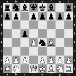 A45x - 2.Bg5 Ne4 3.Bf4 c5 4.d5 Qb6 - Trompowsky: [+0.33]