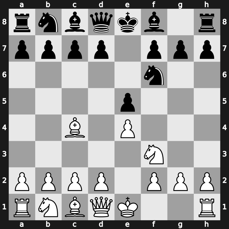 C42e - 3.Bc4 - Russian Game: Italian Variation [-0.49]