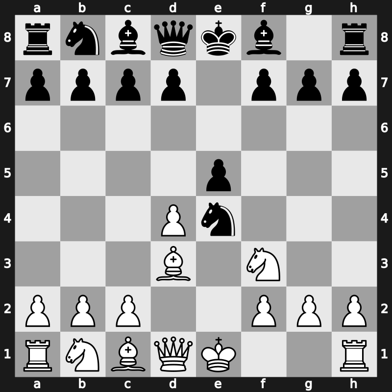 C43g - 3…Nxe4 4.Bd3 Nc6 5.d5 - Modern Attack [+0.25]