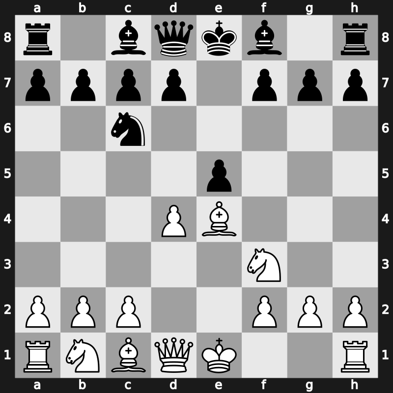C43h - 3…Nxe4 4.Bd3 Nc6 5.Bxe4 - Modern Attack [-0.04]