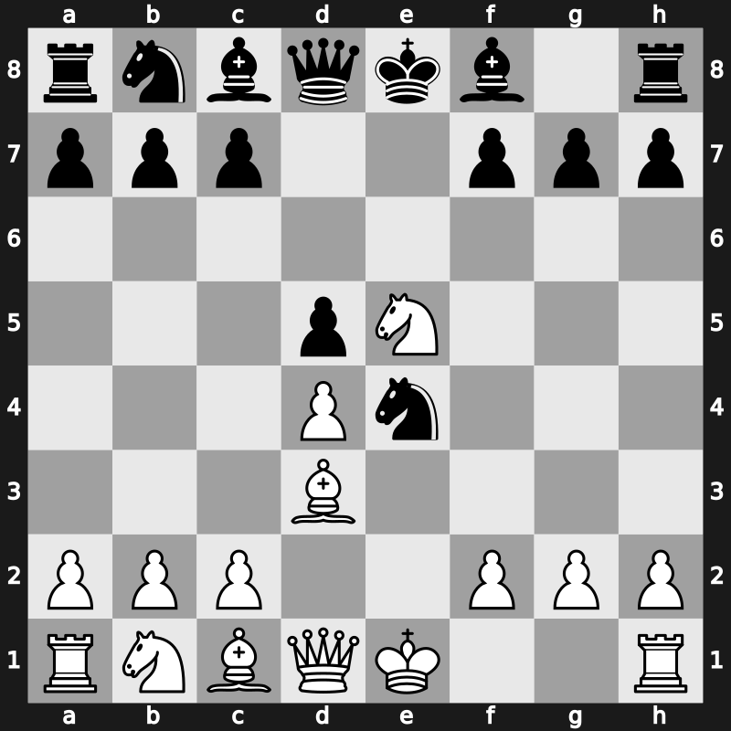 C43j - 3…Nxe4 4.Bd3 d5 5.Nxe5 - Modern Attack [+0.31]
