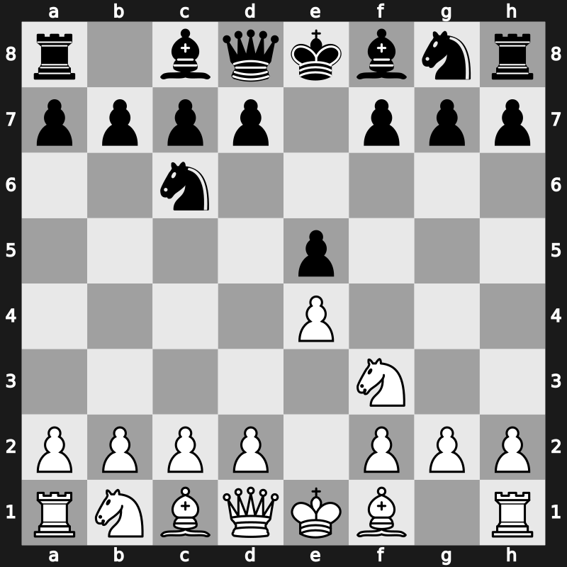 C44a - 3.Nxe5 - Irish (Chicago) Gambit [-0.43]