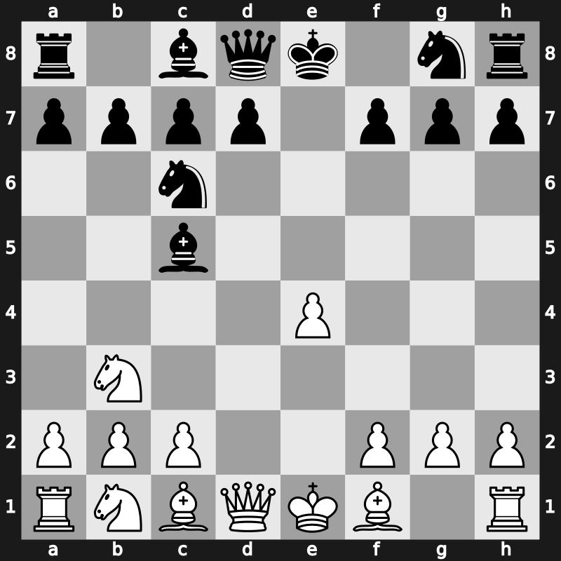 C45o - 4…Bc5 5.Nb3 [+0.26]