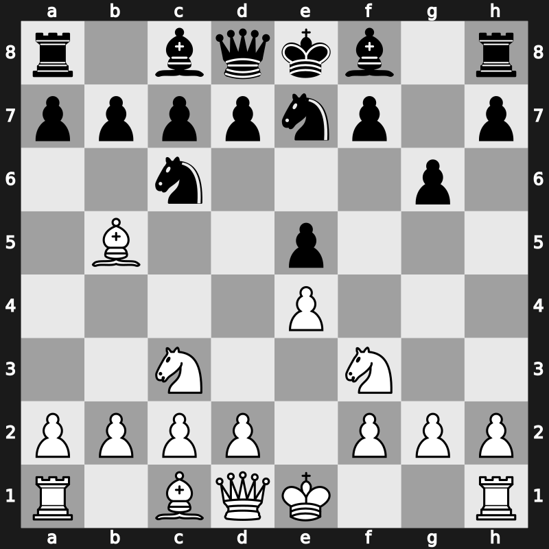 C60q - 3…Nge7 4.Nc3 g6 - Spanish: Cozio Paulsen Variation [+0.78]