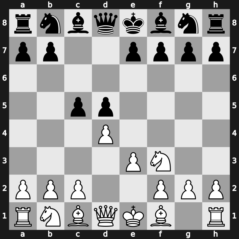 D02j - 2…c5 3.e3 - Krause Reversed QGD [+0.06]