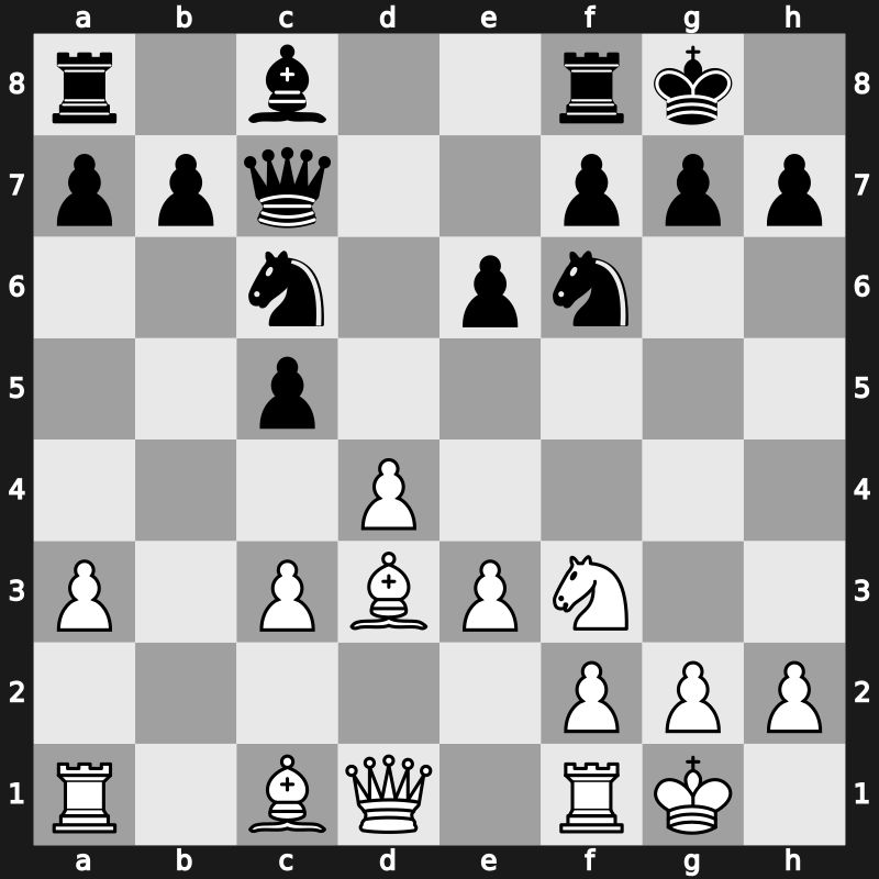 E59k - 10.Bxc4 Qc7 11.Bd3 - Main Line
