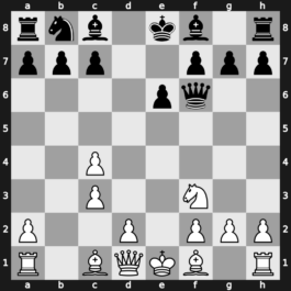 A18k - 3…d5 4.e5 d4 5.exf6 dxc3 6.bxc3 Qxf6 7.Nf3 - Mikenas Flohr [+0.20]