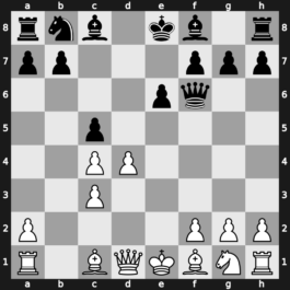 A18l - 3…d5 4.e5 d4 5.exf6 dxc3 6.bxc3 Qxf6 7.d4 c5 - Mikenas Flohr